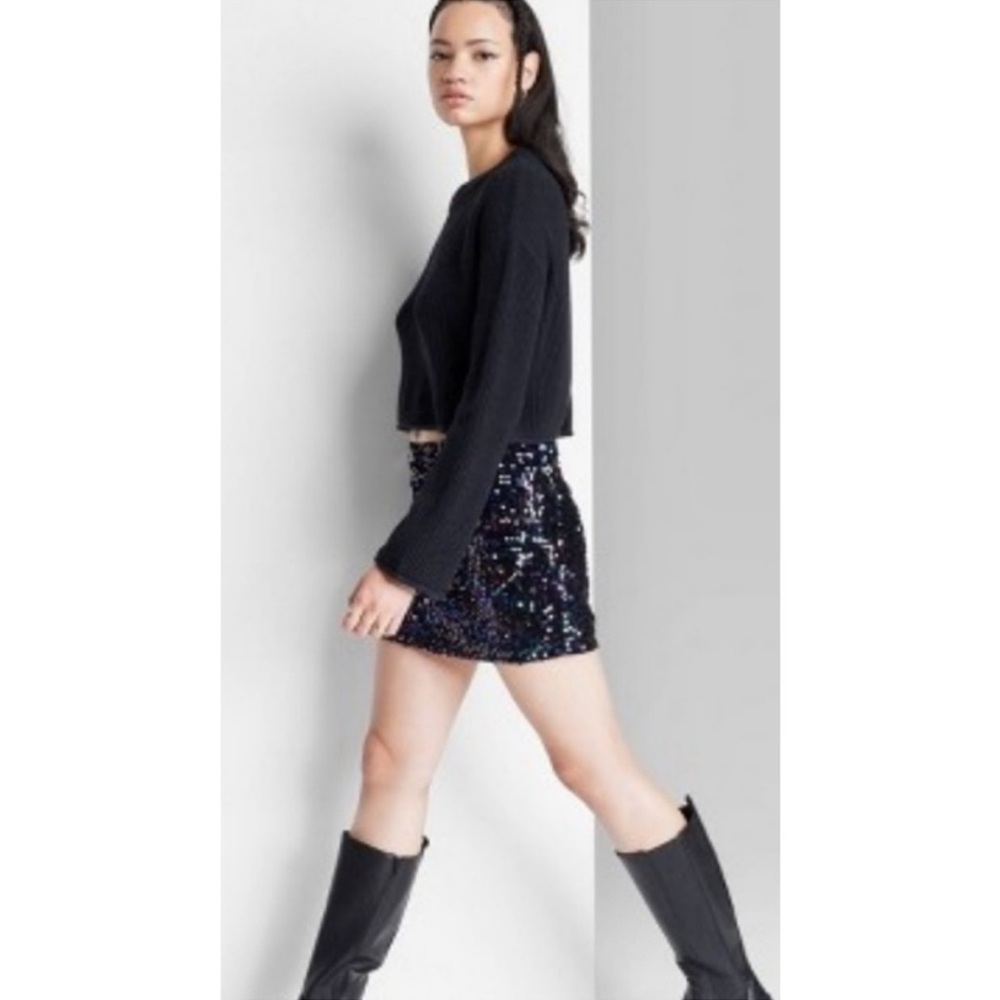 Wild Fable Sequin Mini skirt Black Size XXL